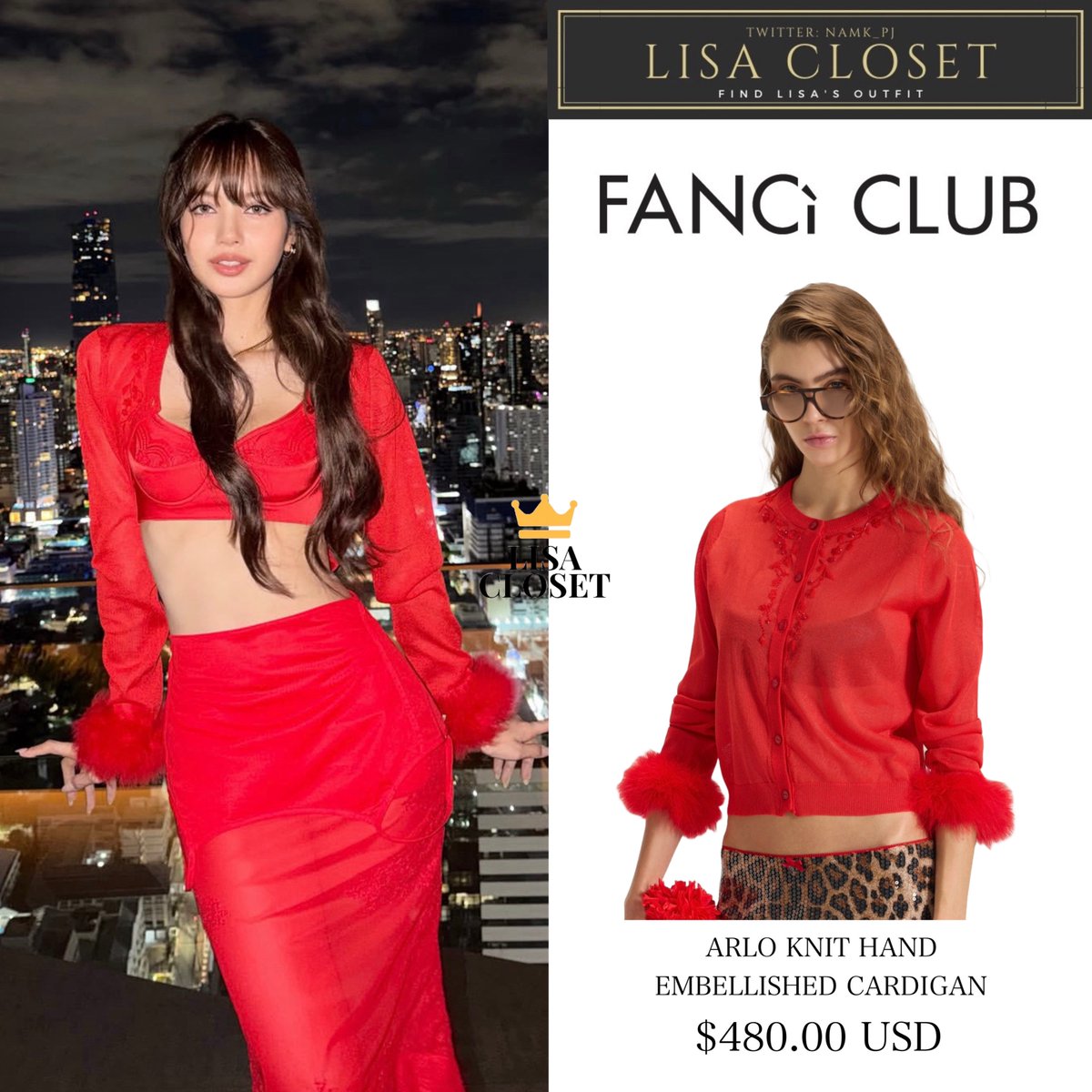 namk_pj's tweet photo. [260704 IG update: lalalalisa_m] ♥️ (1/2)
Cardigan 16,000฿ ($480)
Bra 8,000฿ ($240)
Skirt 11,000฿ ($320)
Pumps 14,000฿ ($420)
@wearelloud
#LISA_CLOSET
#LISA #LALISA #BLACKPINK
#WeAreLLOUD
#라리사 #리사 #블랙핑크 https://t.co/FyRe5O9z6H