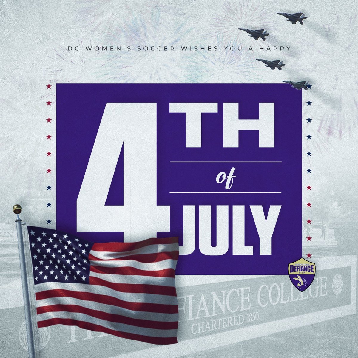 DefiCollegeWSOC's tweet photo. Happy Fourth of July! 🇺🇸

Wishing everyone a safe and happy Independence Day! ❤️🤍💙

#StingersUp #JacketFamily https://t.co/dIZ43xHlBf