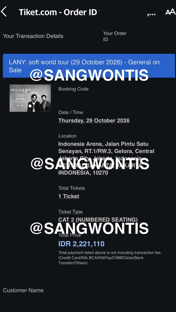 sangwontis's tweet photo. wts lany soft world tour in jakarta

🎫 CAT 2 Rp2.200.000 
📅 29 Oktober 2026

⭕️ tiket bisa diurus sampai fisik
⚠️ fullpay / dp 80% 

trusted tiket pribadi, minat langsung dm ajaa

t. want to sell tiket konser wtb soft by lany #lanyinjakarta #lany https://t.co/wBIEyYnWSX