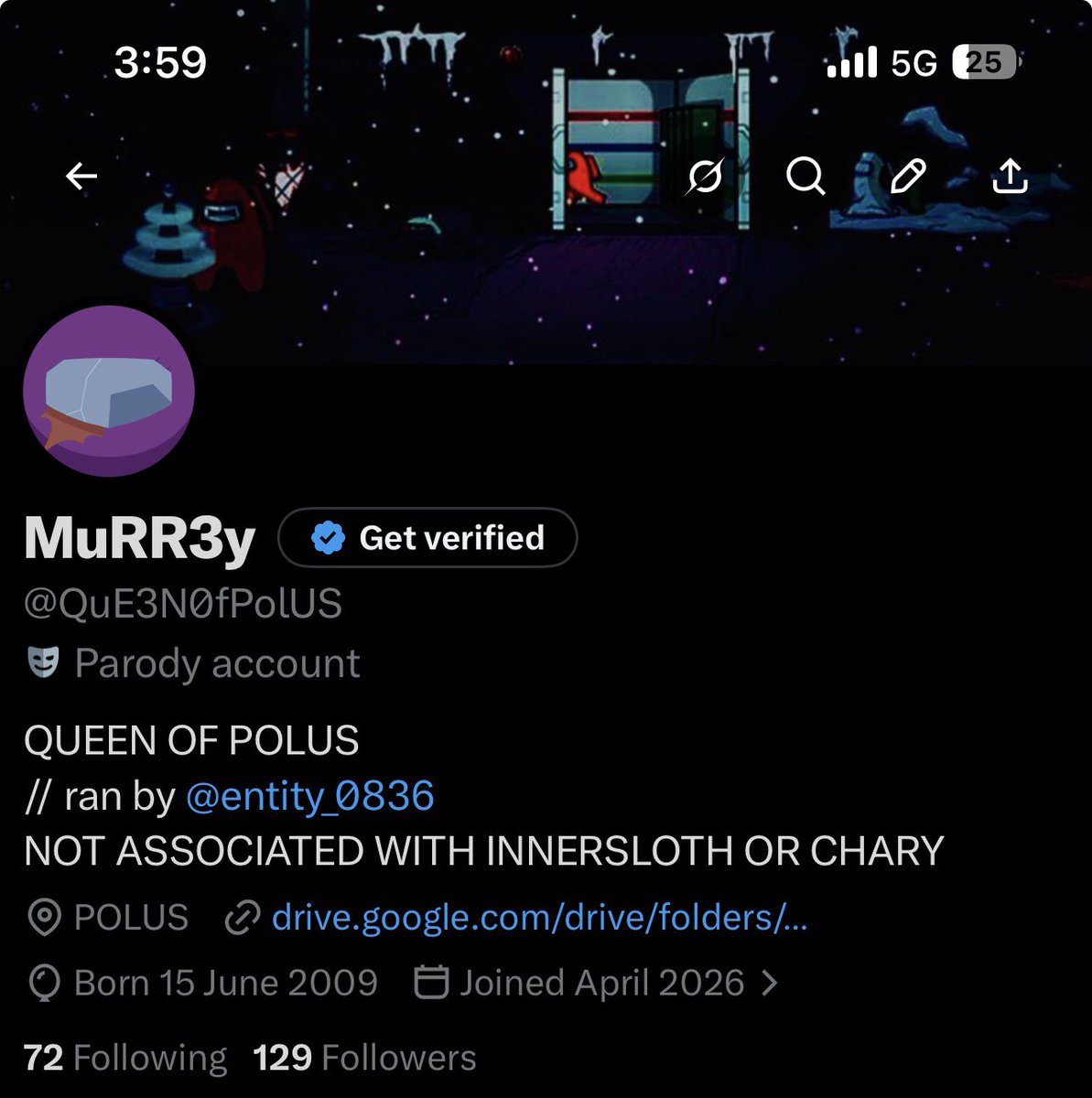 entity_0836's tweet photo. my purple chud has doubled my followers https://t.co/MM8DZe7oqs