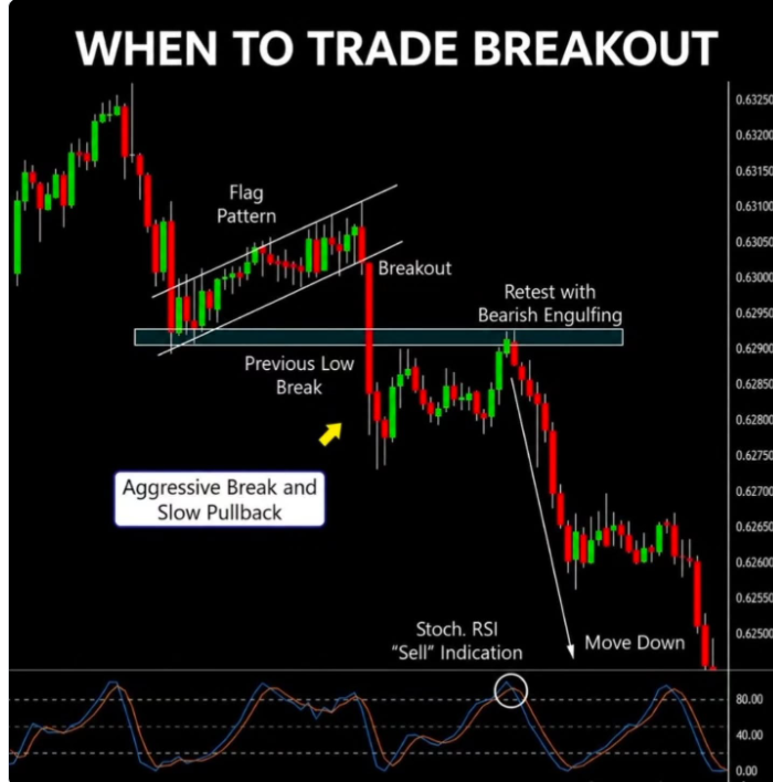 Realfinancial2's tweet photo. WHEN THE MARKET TELLS YOU “NOW IS THE MOMENT”

✅ Breakout + Retest = High‑probability entry

✅ Bearish Engulfing confirms momentum shift

✅ Stoch RSI sell signal adds confluence

Trade the breakout only when structure, momentum, and confirmation align, that’s where the clean moves happen.