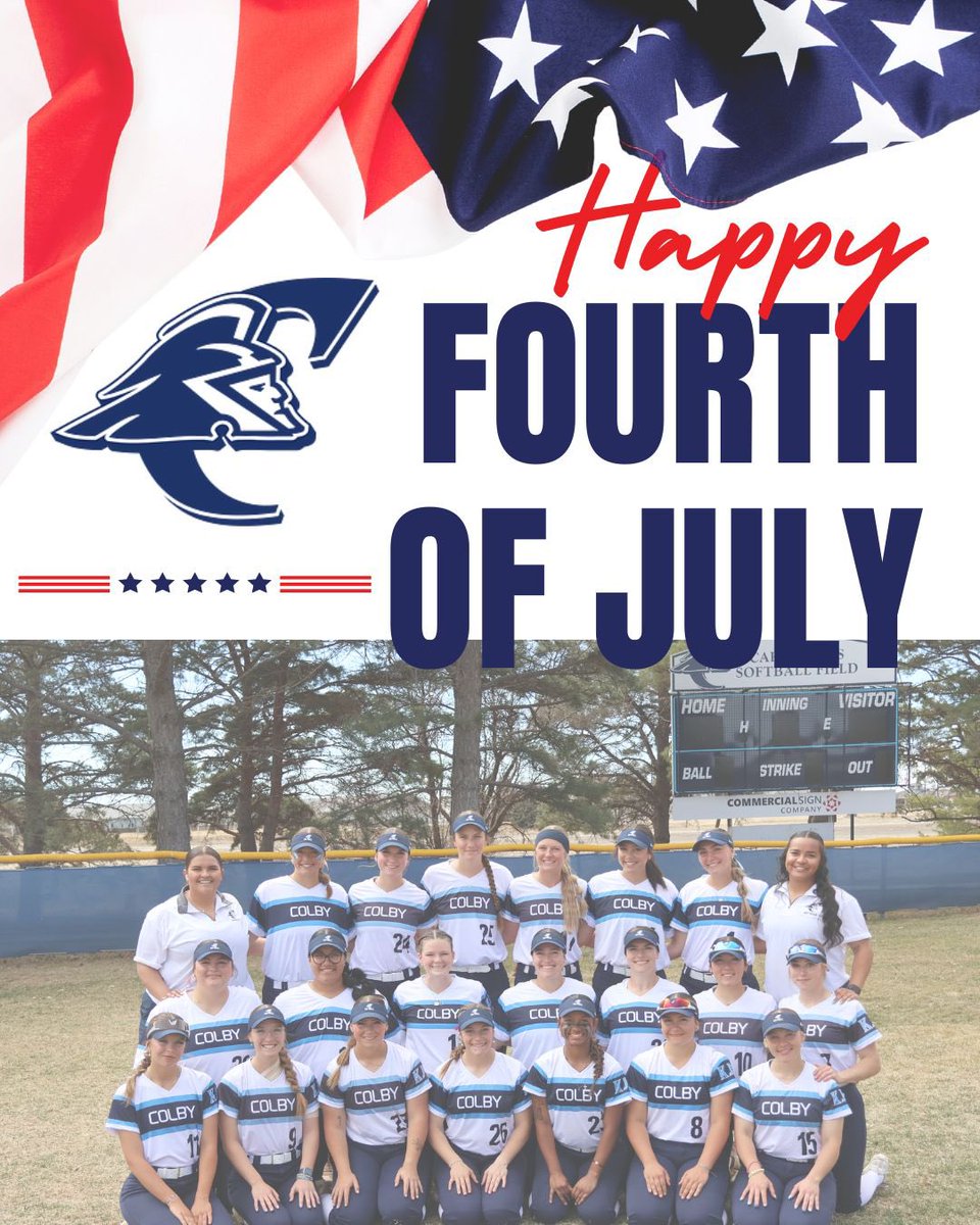 SkoTro_Softball's tweet photo. 🇺🇸❤️ Happy Fourth of July from Colby Trojan Softball! 💙🤍

#Skotro #TrojanFamily #FourthOfJuly #IndependenceDay https://t.co/HLU8qOH3iQ