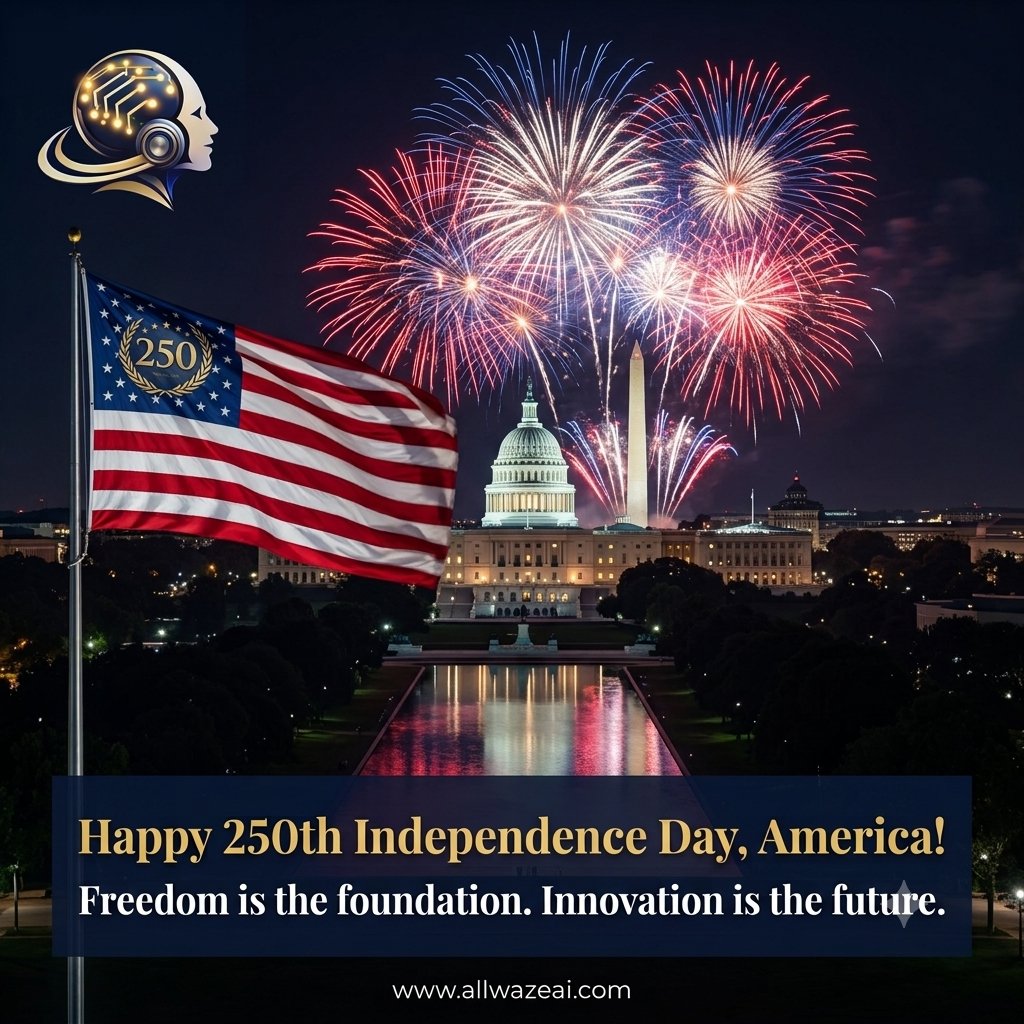 bala_aps's tweet photo. Freedom is the foundation. Innovation is the future. 🇺🇸✨ 

Celebrating 250 years of American independence with a vision for what’s next. 

Happy 4th of July from the AllwazeAI team! 🎆 

#America250 #IndependenceDay #AI #Innovation #FourthOfJuly #WashingtonDC https://t.co/11h5zUviHr