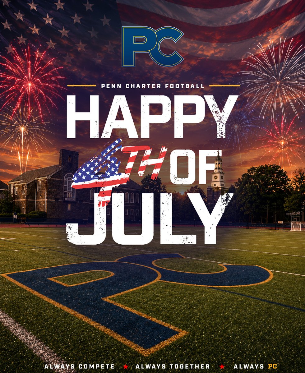pcquakersFB's tweet photo. Happy 4th of July to the entire Penn Charter Football community! Enjoy the celebration with family and friends!

Go Quakers! 🟦🟨  Go USA! 🇺🇸 https://t.co/VLdYgXUSQw