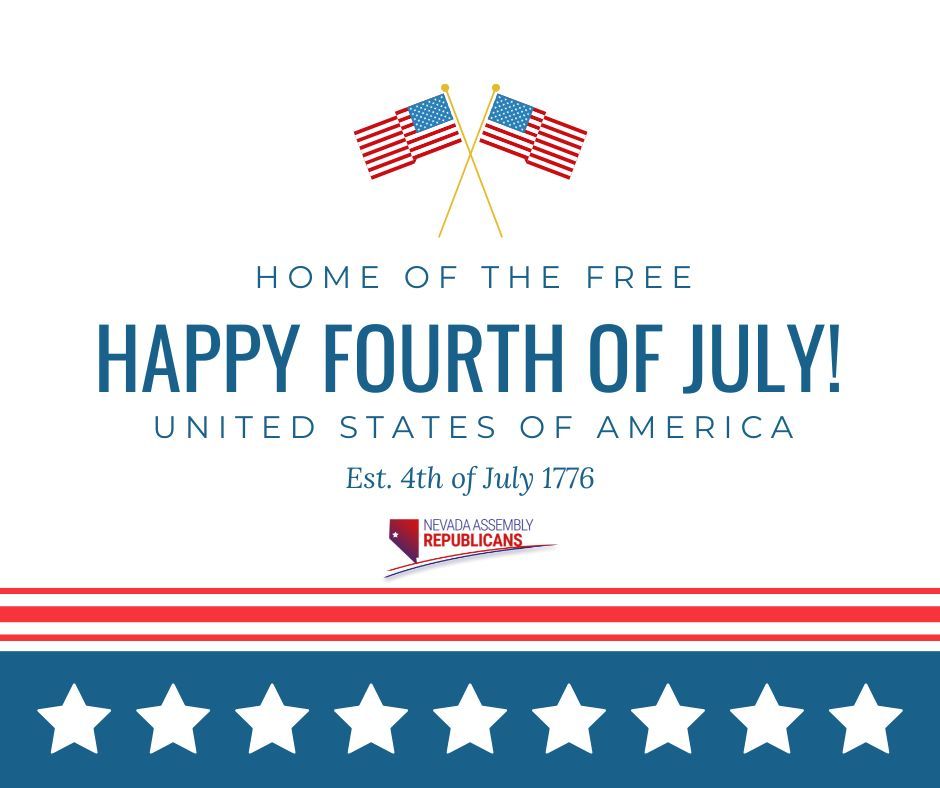 NVGOPAssembly's tweet photo. Today, we celebrate 250 years of America and the enduring promise of liberty, opportunity, &amp; self-government. May we never take for granted the blessings secured by those who came before us. Happy Independence Day, and God bless the United States of America. #July4th #America250 https://t.co/ctUkMSDa21