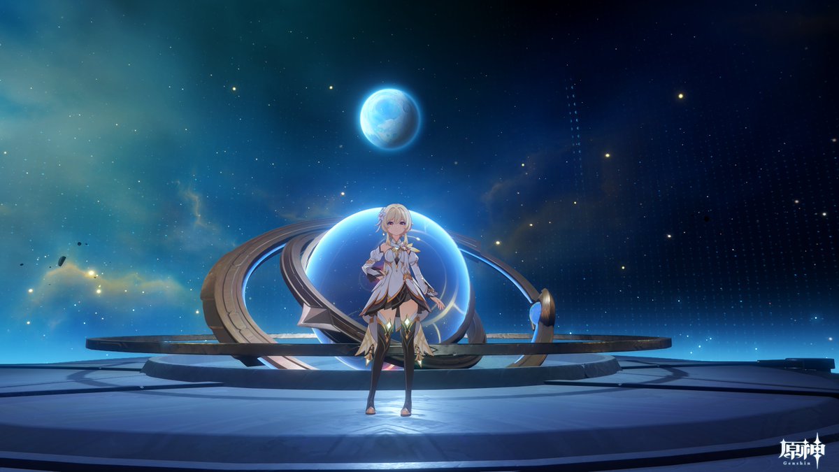 sanalyth's tweet photo. テイワットは惑星の内側に創られた世界だみたいな考察があった気がしたけど普通に地表から飛び出て宇宙に来ちゃった
偽りの星空とは一体… https://t.co/lrDg5zkSjb