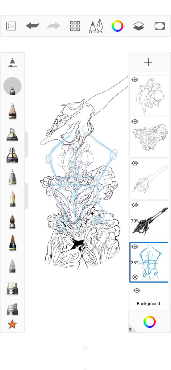 TXiii000's tweet photo. Working on a redraw WIP of Follie from Warframe. Lining all those messy ink shapes and armor details in Sketchbook after coming home from roofing shifts is a total brainmelter lol. Let's see if I can get this looking clean. ✍️🔥
#Warframe #Follie #WarframeFanart #WIP https://t.co/udfodnFPHb