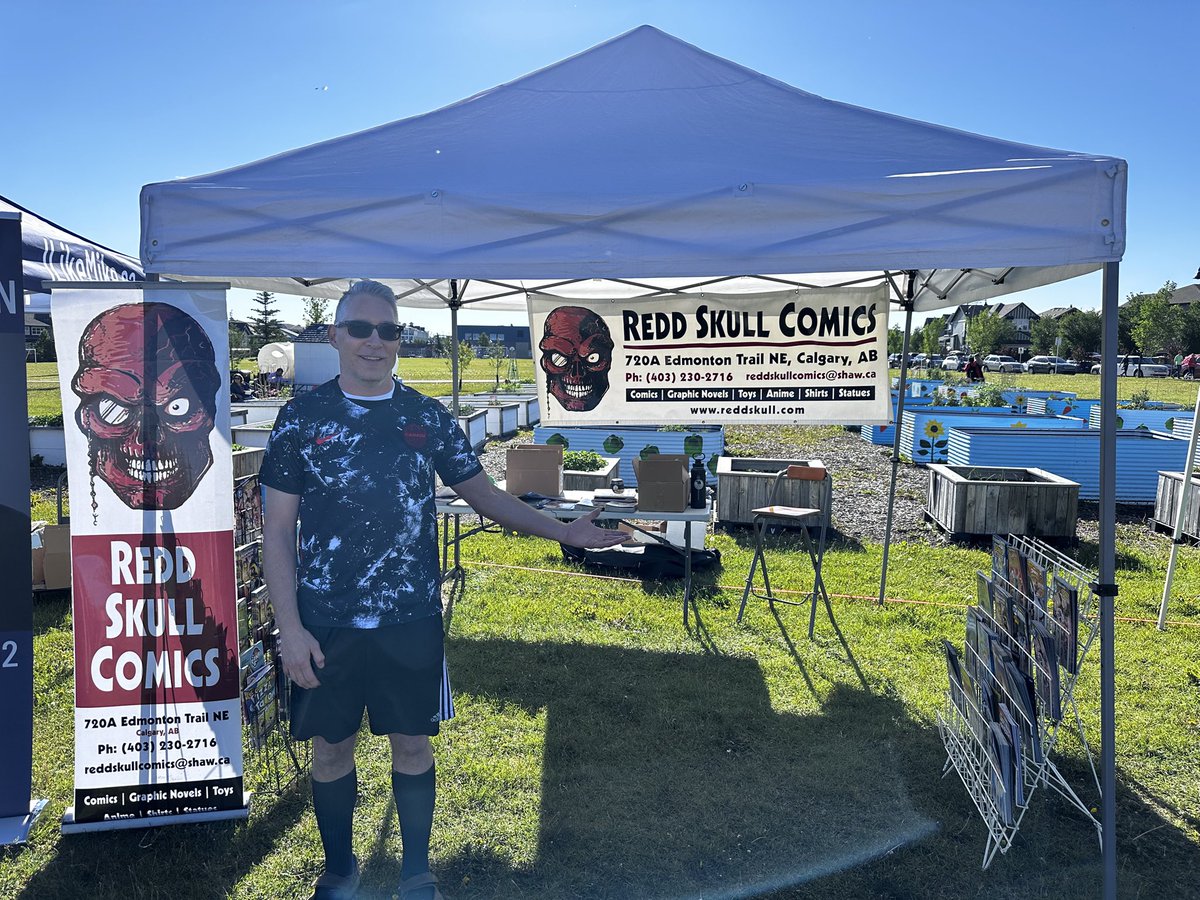 redd_skull's tweet photo. Out at the Stampede Pancake Breakfast in Auburn Bay, Calgary this morning. FREE comics. https://t.co/B8qVaGYkgF