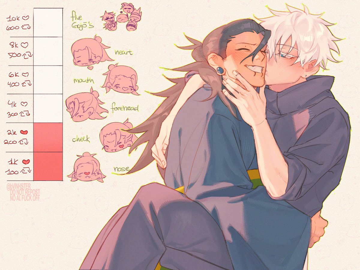 bvinhster's tweet photo. #jjk #satosugu cheek kiss! https://t.co/Tra2Nw5uHc