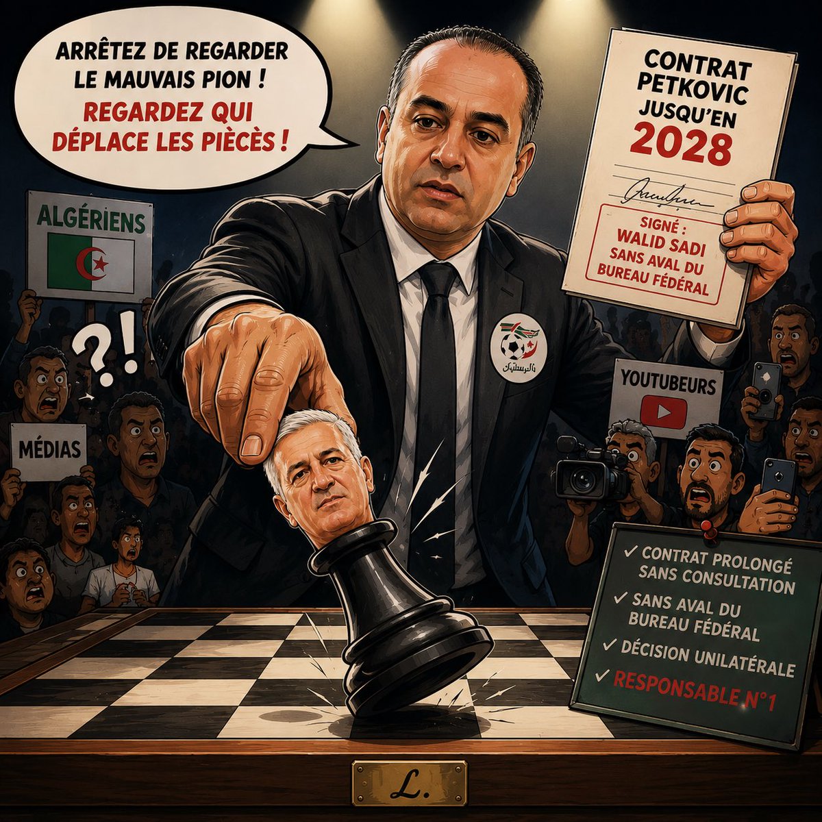 laiminio47's tweet photo. Arrêtez de demander qui doit remplacer Petković.

La vraie question est : qui doit remplacer Walid Sadi à la tête de la FAF ?

Le problème ne se limite pas au banc de touche. @FAFAlgeria @LesVerts https://t.co/vzWsT1TKJz