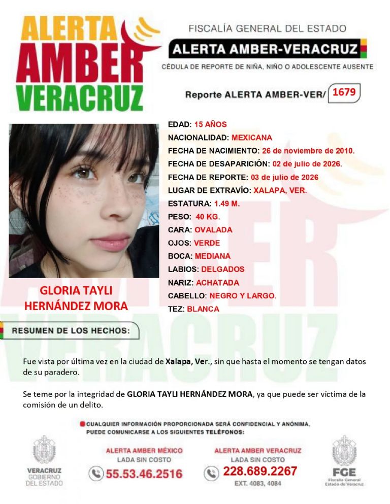 Eco1_LVM's tweet photo. 🚨🚨🚨Xalapa -Veracruz-

Familiares de una menor que desapareció tras salir de la escuela, solicitan ayuda para su localización, pero piden no difundir información falsa, al parecer en algunas redes circularon que ya había sido localizada:

-Gloria Tayli Hernández Mora

Gloria desapareció el pasado 2 de julio, mide 1.49 metros, de unos 40 kg, de tez blanca, complexión delgada, cabello largo, lacio y negro largo, ojos color verde.