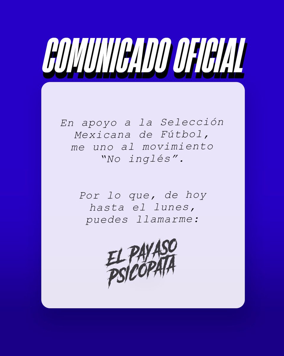 Psychooriginal's tweet photo. Llámame El Payaso Psicópata 🤡

Vamos, Mexicoooooooooooo🇲🇽 https://t.co/OWVjezFwNB