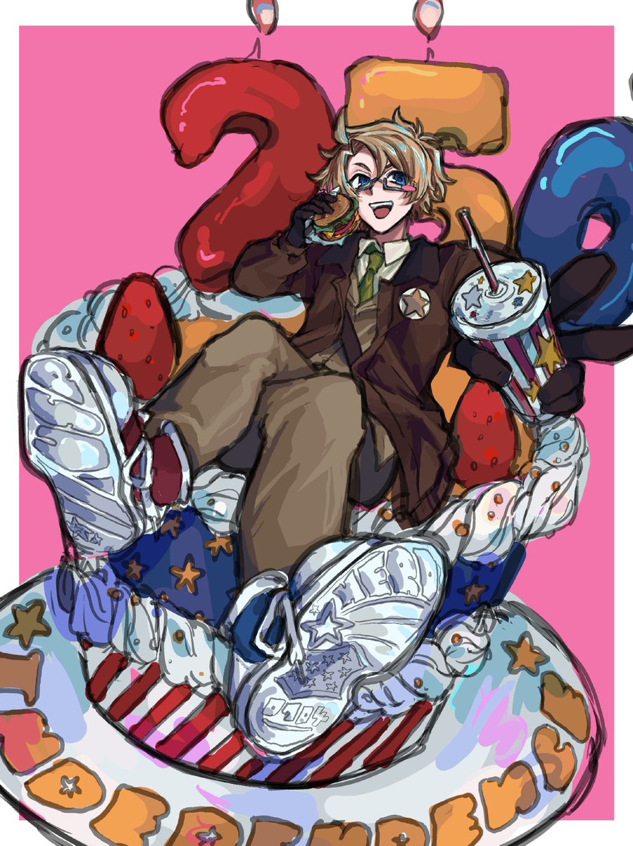 Latte_APH's tweet photo. 遅刻
#メリ誕2026 
#アルフレッド誕生祭2026
#250年目のヒーロー https://t.co/22bejJeEol