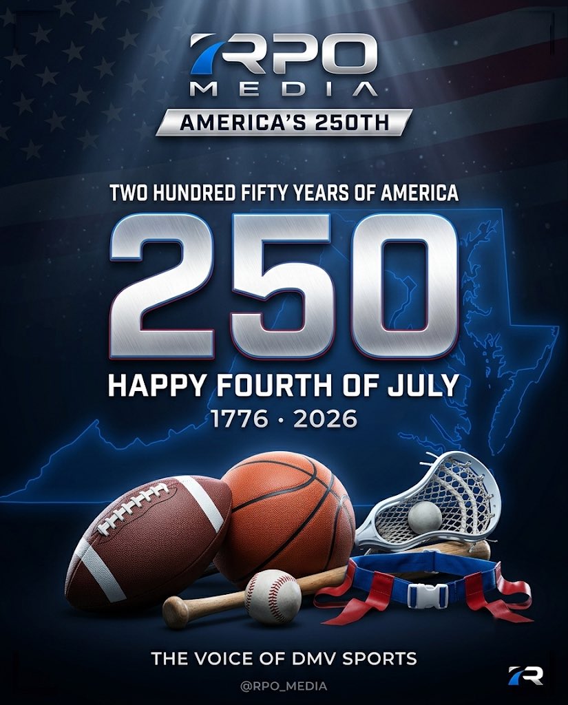 RPO_Media's tweet photo. 250 years today. 🇺🇸
The DMV’s been in the American story since the beginning — founding ground that turned into Friday-night ground. Today we celebrate. Soon we play.

Happy Fourth from RPO Media. 🎆

#FourthOfJuly #America250 #DMVSports https://t.co/KjvfqW96u3
