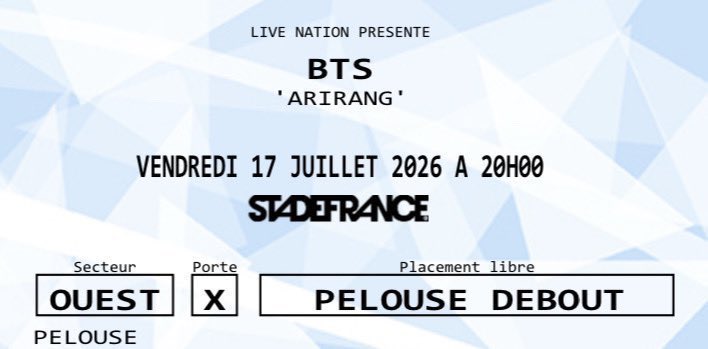 Mioe8u's tweet photo. WTS | BTS Paris
I'm selling 2x BTS concert tickets in Paris on July 17
🎟️ 2 tickets
📍Section: GA standing
💰 Price: 166.5 each /349.55 for both
💳 Payment methods
#875ticketsale #StadedeFrance #BTSinParis #FranceEvents #KpopParisRow #BTSTickets https://t.co/JQy66KsAry