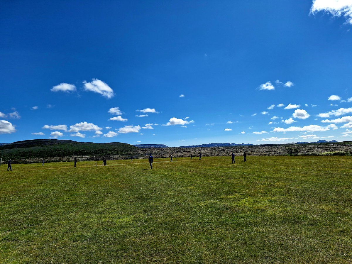 icelandcricket's tweet photo. Reykjavík Vikings batting right now in the ÍPL against Garðabær Glaciers. https://t.co/gW4z4WEOci