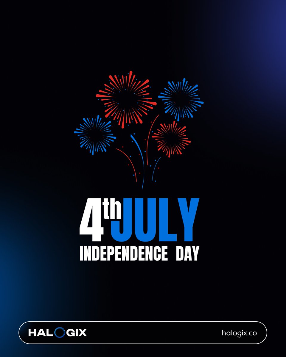 HalogixLLC's tweet photo. Celebrating freedom, progress, and the American spirit. 🇺🇸

Happy 4th of July from all of us at Halogix.

#Halogix #FourthOfJuly #IndependenceDay #USA https://t.co/IZL8eVbcho