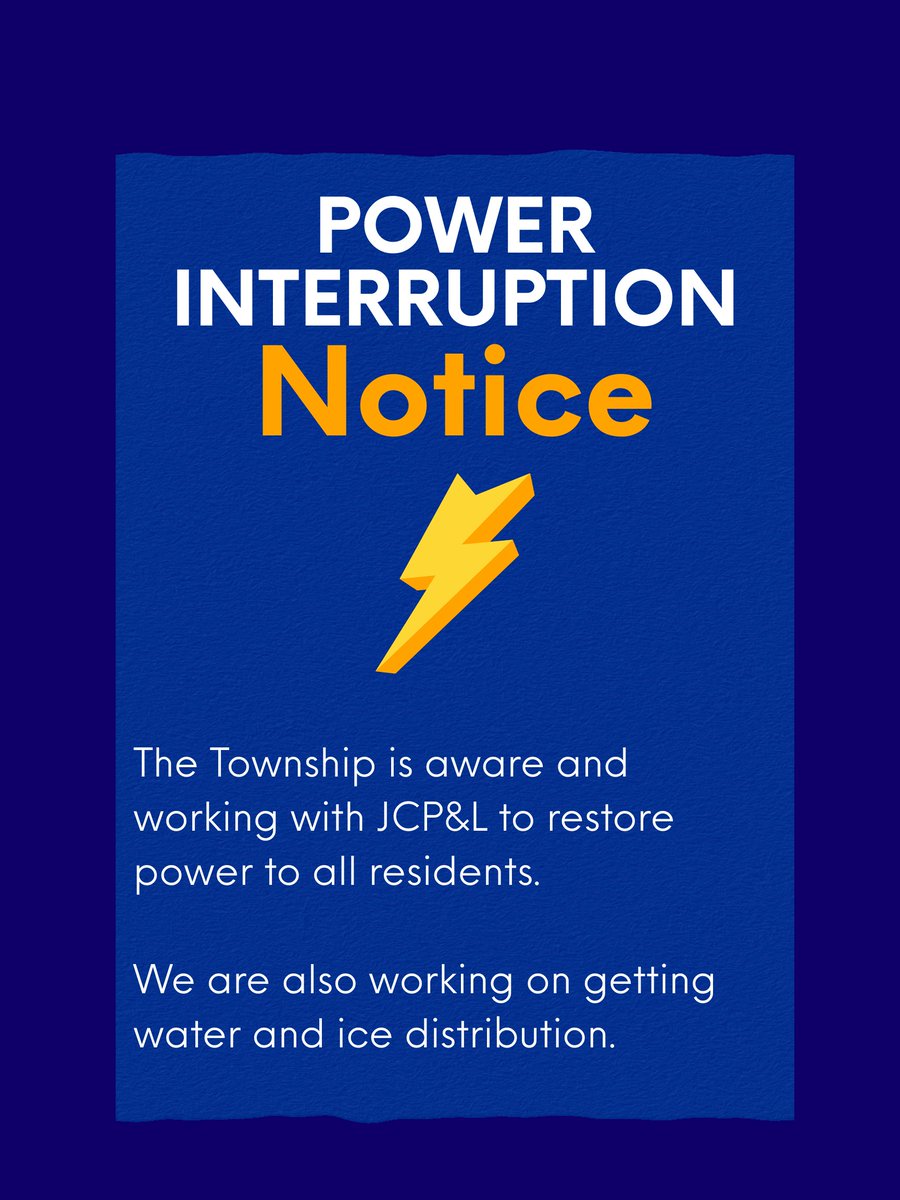 millburntwp's tweet photo. The Township is aware of and working with JCPL to restore power to the community. 

Approximate restoration times are unknown. We are working on getting water/ice distribution. 

The Mall at Short Hills is open until 6pm today if residents need a cooling center. https://t.co/NK5YZIJTw7