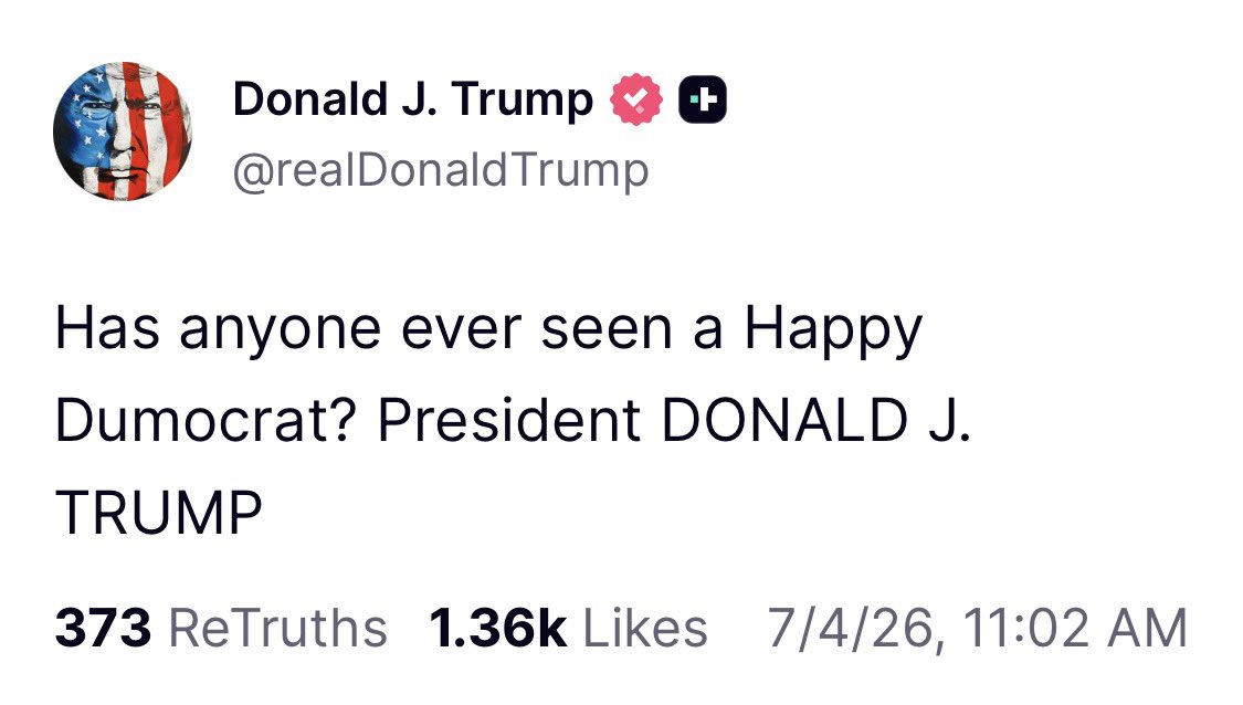 RpsAgainstTrump's tweet photo. Trump:

“Has anyone ever seen a Happy Dumocrat?” https://t.co/xkqluZoKzL