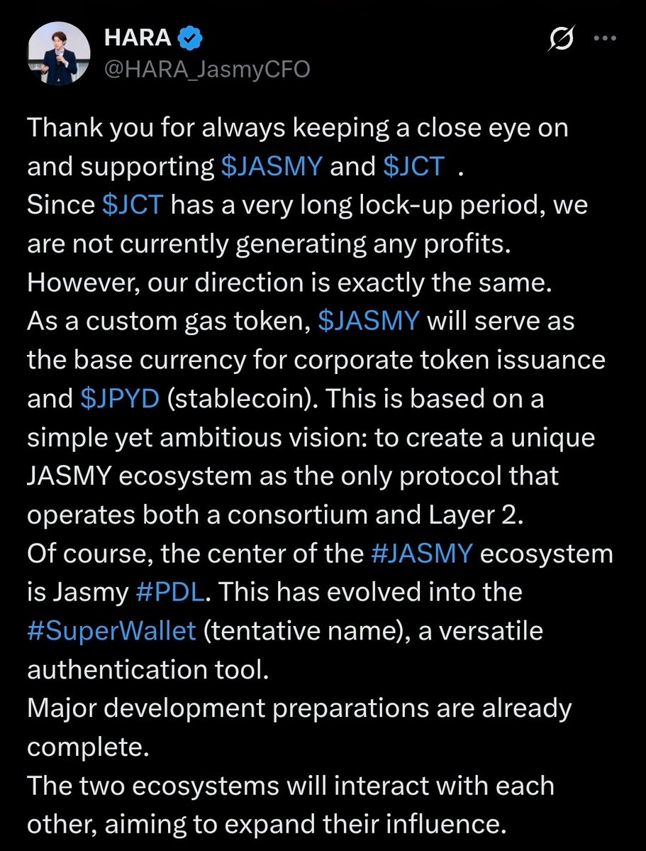 cozacs's tweet photo. $jasmy #jasmy is either one of the greatest and most progressive developments in web3.
Or
One of the greatest long cons in web3.
With the onset of tokenised stocks, this bull market will be focused on real companies, tangible development, ability to convert ideas in revenue. https://t.co/Cbhn0H2YBb