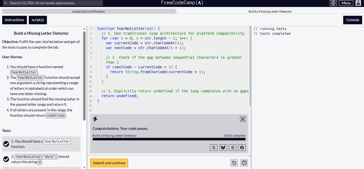 rawat78507's tweet photo. #LSPPDay34
Finished the JavaScript loops module on @freecodecamp ! Built a string repeater, a missing letter detector, a smart pantry restocker, and a text proofreading tool.  #60DaysOfLearning2026 #LearningWithLeapfrog @lftechnology #JavaScript https://t.co/orNqJDmTWD