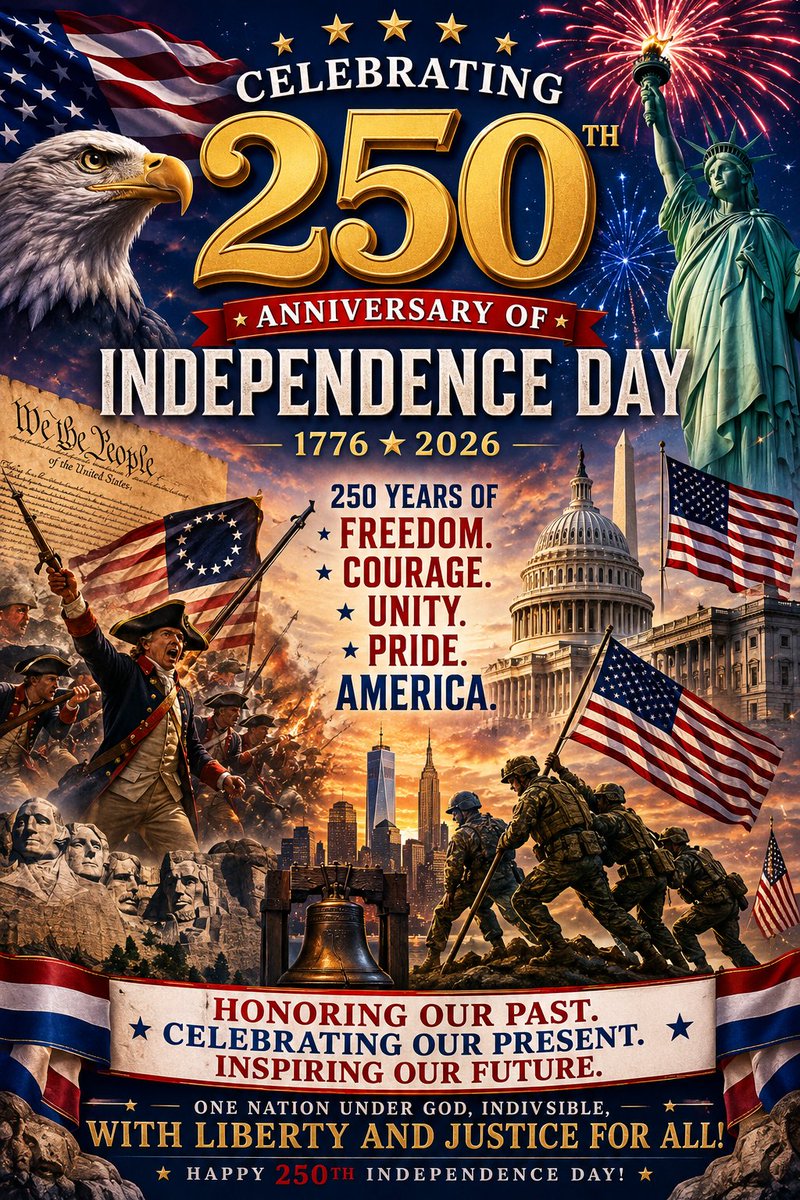 Stablecoindelta's tweet photo. "May America's Semiquincentennial remind us that freedom grows stronger when people come together with hope and purpose. Happy Fourth of July!"
Extending warm wishes to all Americans worldwide🇺🇲
#USIndependenceDay
#4thOfJuly
#Freedom250 https://t.co/Qu9f4ob0FA