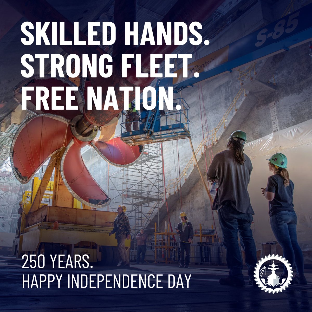 paeindustrialop's tweet photo. Celebrating 250 years of American independence by honoring the shipyard men and women who keep our ships in the fight, preserving, repairing, and modernizing the fleet that defends our freedom day after day. Their quiet excellence at the waterfront is a vital part of America’s story at sea.

#USA250 #KeepingTheFleetReady #ForceBehindTheFleet