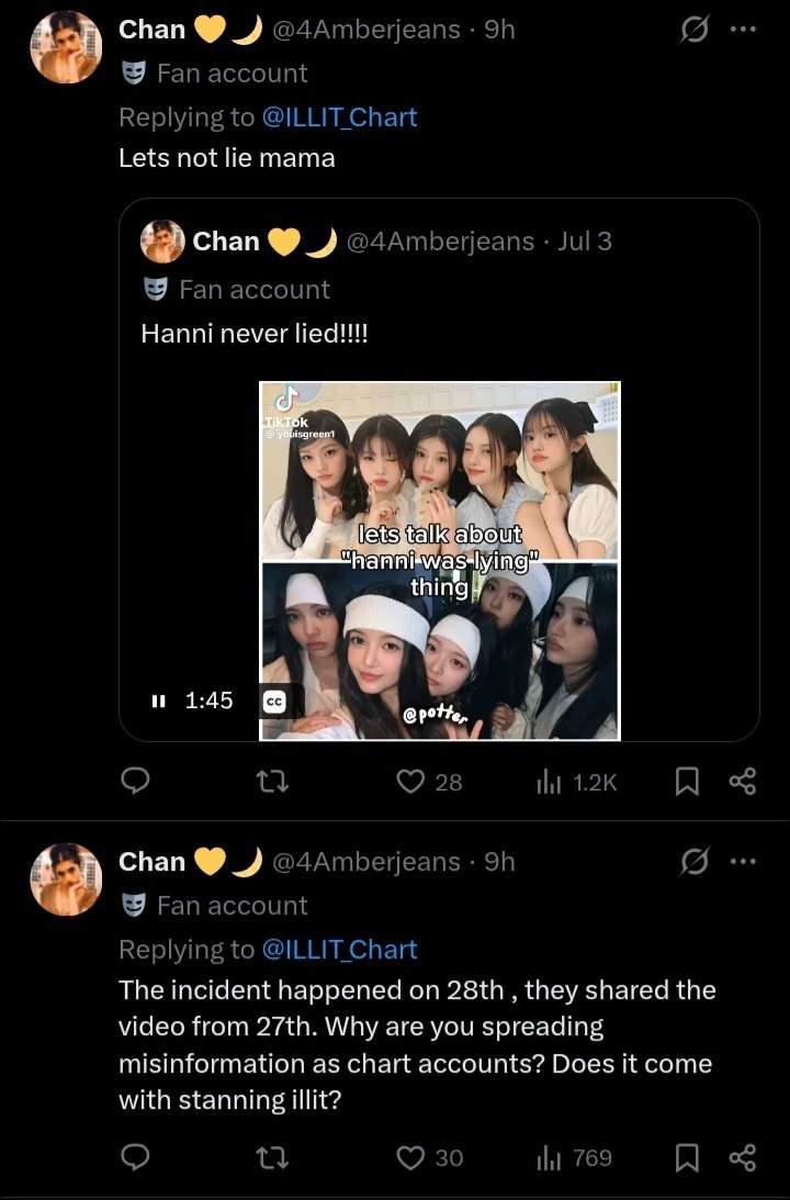kimberleyhehe's tweet photo. 🚨 EXPOSED: ILLIT charts account is hiding the replies that correct their misinformation about Dispatch and lies about Hanni.

This fandom wants to spread lies and hate towards NewJeans. It does not care about illit in anyway. https://t.co/OoF1OiRdb0
