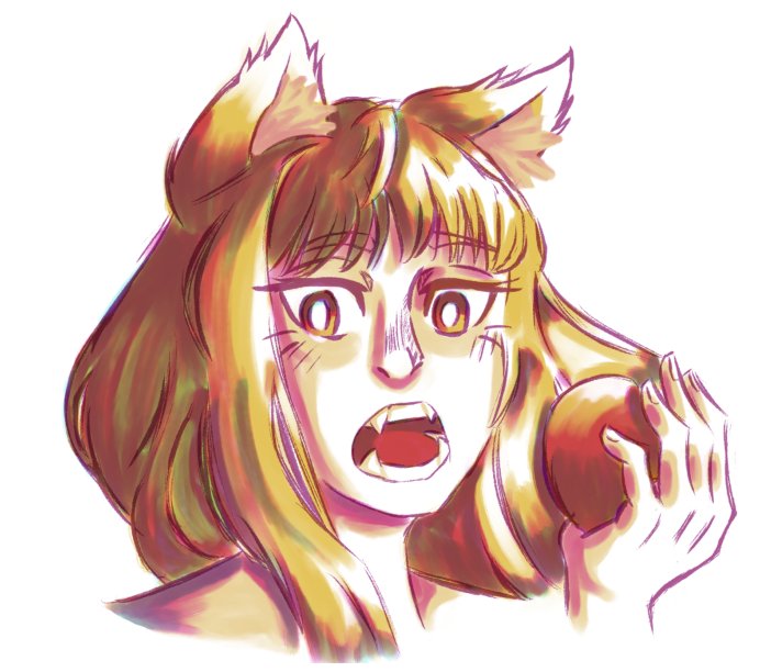 Lerletote's tweet photo. Bom dia, lo prometido es deuda.
E estado experimentado haciendo icons de personajes que me gustan probando cositas y técnicas colo descansó, lo ultimo que e hecho es este pequeño icon de Holo con coloreado CMYK.
#SpiceAndWolf #DigitalIlustration #DigitalArtist https://t.co/SHu7CYMy2c