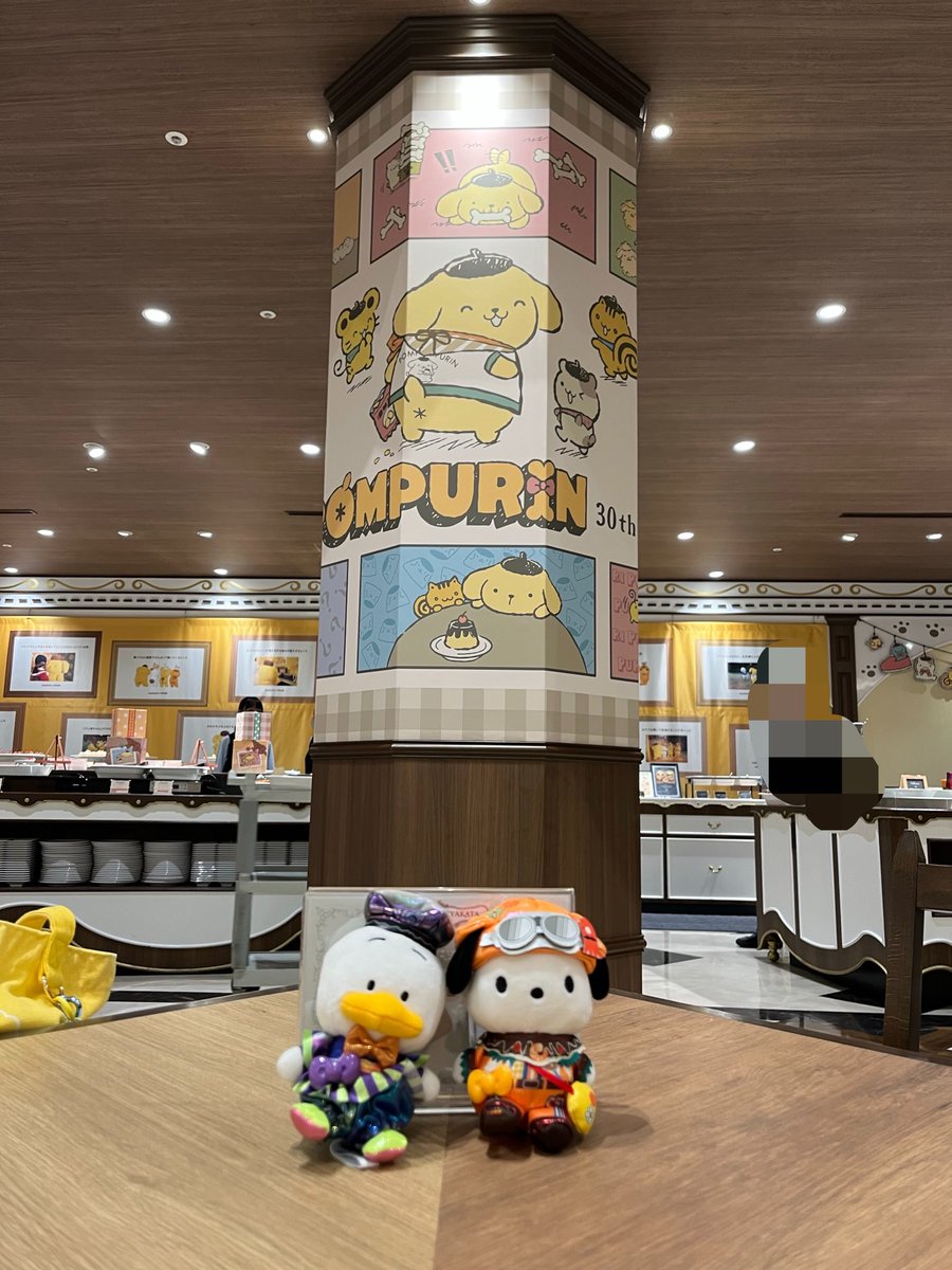 emika_sanrio's tweet photo. 今日クエワンのぬいだけ買いに行って帰る予定だったけども
ココちゃんに館のレストランのお誘いいただいて行ってきました✨
夕方バイキング期間限定でいつも見ないスイーツがとっても美味しかった😋
ココちゃん(@coco_dnvi )ありがとう😭

キャラは　プリンくん、キティちゃんだった！！ https://t.co/mRupmBcdhN