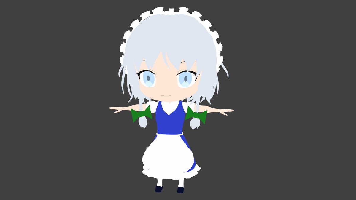 yua_yuan31810's tweet photo. #b3d #東方 #fan_art #制作過程
息抜きがてら紅魔郷switch化という事で何かと縁がある咲夜さんをねんどろいど風にモデリングするその3。仮マテリアルまで。やっぱ胸を見せちゃうのはアレなのか……。 https://t.co/bl87funudQ
