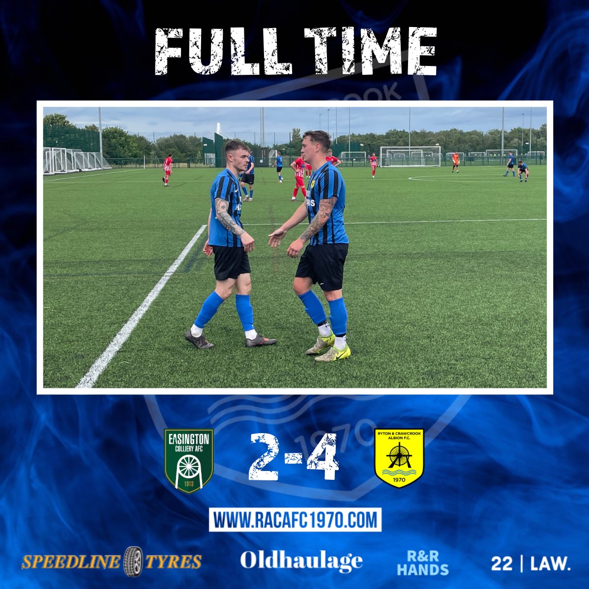 RACAFC1970's tweet photo. FT | Easington 2-4 RACA

A positive afternoon as Albion came from behind twice in the 1st half thanks to a Louis Calvert brace before strikes from Callum Johnston and Ethan Bewley secured the win.

Another valuable run-out as preparations for the new season continue.

#RACA🔵⚫️ https://t.co/xyztAnHfGK