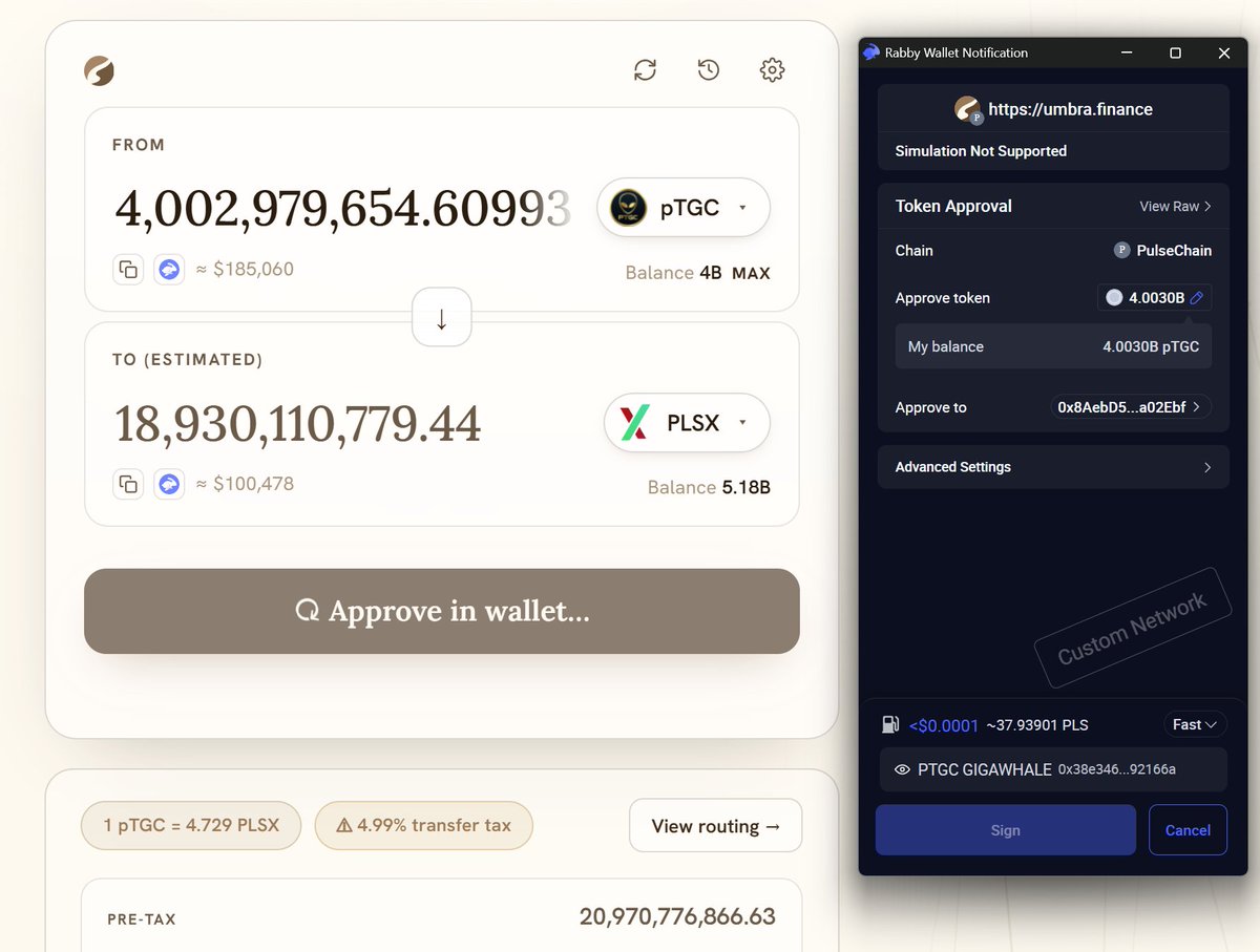 umbra369's tweet photo. Lots of cosmetic + security updates this morning

Token balance and value should now load quickly and correctly

Security wise, when performing a swap it will default to the amount of token you are trying to spend instead of UNLIMITED 

This is a simple peace of mind security feature, most users don't change this amount manually so we do it for you. If approving every time is annoying to you, and you trust the umbra contract then you can just set max approvals obviously.
