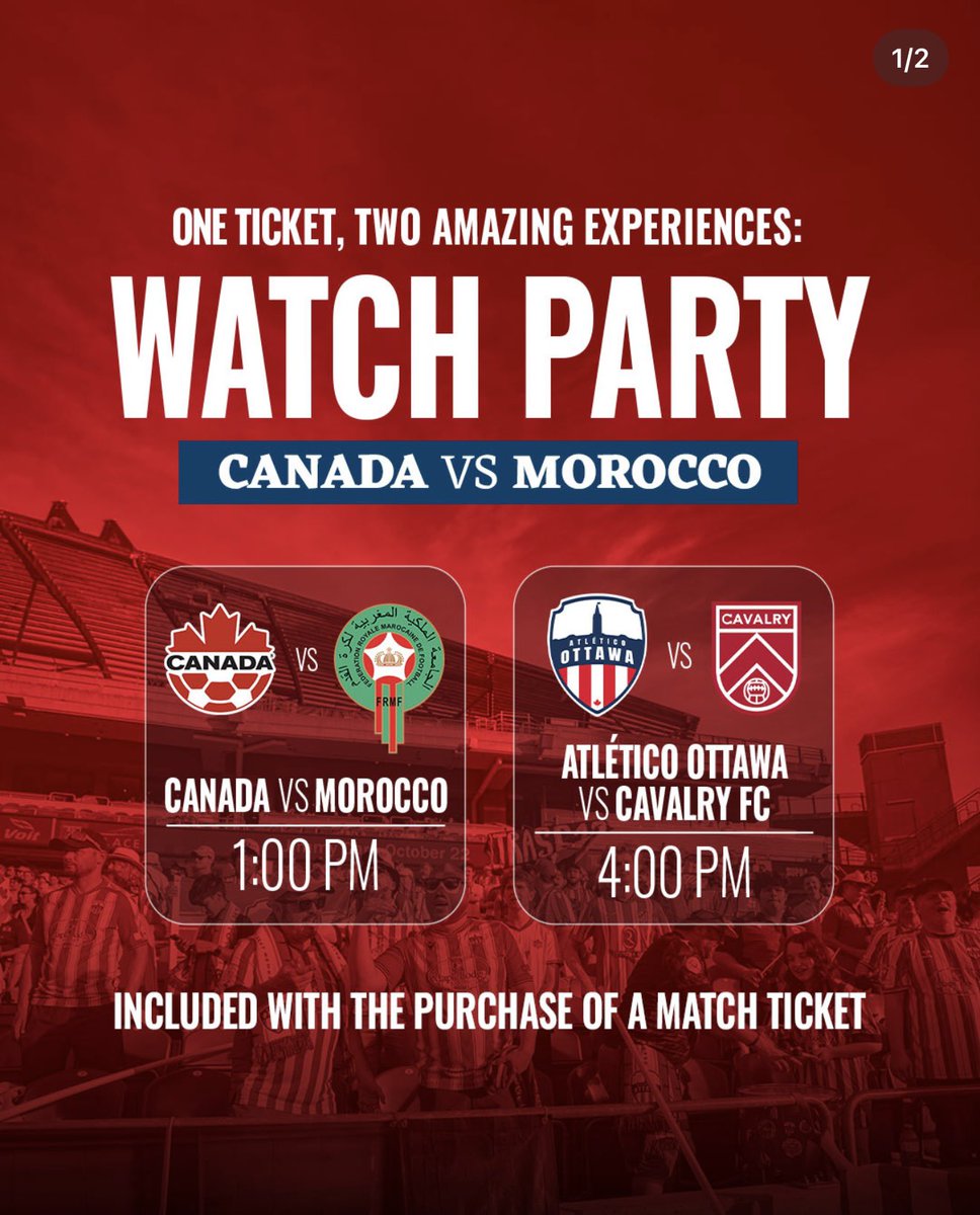 _MarkSutcliffe's tweet photo. It’s going to be a great weekend for soccer in Ottawa. Along with the Team Canada watch party at Lebreton Flats, at Lansdowne this Saturday, @atletiOttawa will have a rematch against Cavalry FC for the first time since the iconic ‘Icicle Kick’ Final in 2025. Before the game they are hosting a watch party for Team Canada. On Sunday, @ottrapidfc takes to the pitch for a special matchday experience. Before kickoff, fans will experience a new west-end fan zone, with gates opening early for a BBQ!
 
Ce sera un excellent week-end de soccer à Ottawa.En plus de la soirée de visionnement de l’équipe du Canada à LeBreton Flats, le Stade TD accueillera samedi un match très attendu d’Atlético Ottawa contre le Cavalry FC, une première rencontre depuis la finale mémorable de 2025. Avant le match, les fans pourront aussi se rassembler pour une autre soirée de visionnement de l’équipe du Canada. Dimanche, Ottawa Rapid FC sera sur le terrain pour une expérience de match spéciale. Avant le coup d’envoi, les fans pourront découvrir une nouvelle expérience dans le stade, incluant une zone festive à l’extrémité ouest et des portes ouvertes plus tôt avec un barbecue !