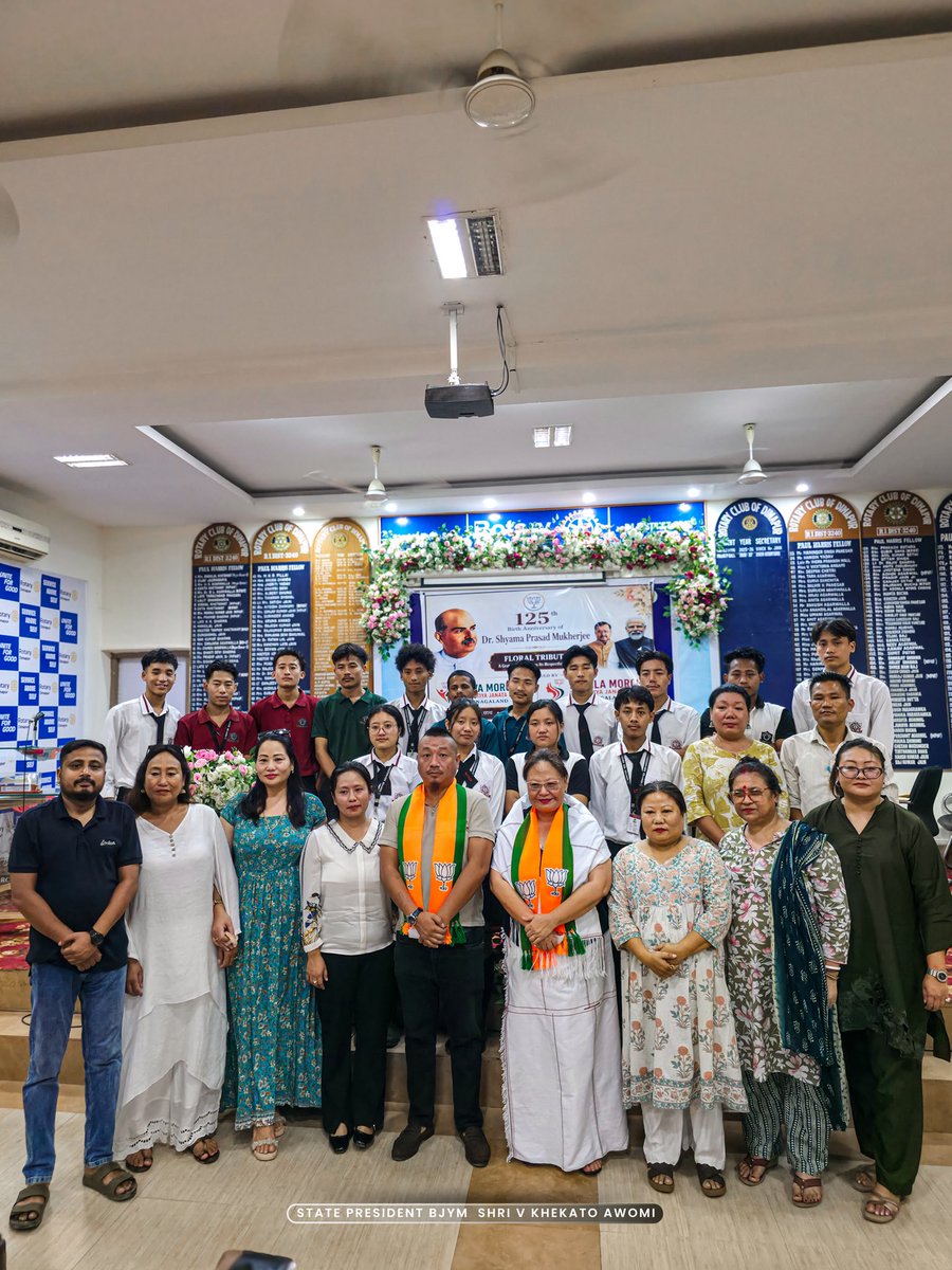 V_Khekatoawomi's tweet photo. Paid heartfelt tribute to Dr. Syama Prasad Mukherjee Ji, founder of Bharatiya Jana Sangh, on his 125th Birth Anniversary at a programme jointly organised by BJP Mahila Morcha Nagaland and BJYM Nagaland in Dimapur.

We remembered his unwavering commitment to national unity and selfless service, ideals that continue to inspire karyakartas across generations. The enthusiastic participation of students from Cornerstone College alongside party workers reaffirmed our shared responsibility to carry his vision forward.

@narendramodi @JPNadda @blsanthosh
@Tejasvi_Surya @anilkantony
@YanthungoPatton
@SPhangnon @jacob_zhimomi
@tovihoto @YepthomiBen
@arvinddamani @BJP4Nagaland @BJYM
@BJP4India @mygovindia
@MyGovNagaland
@BJYM4NAGALAND