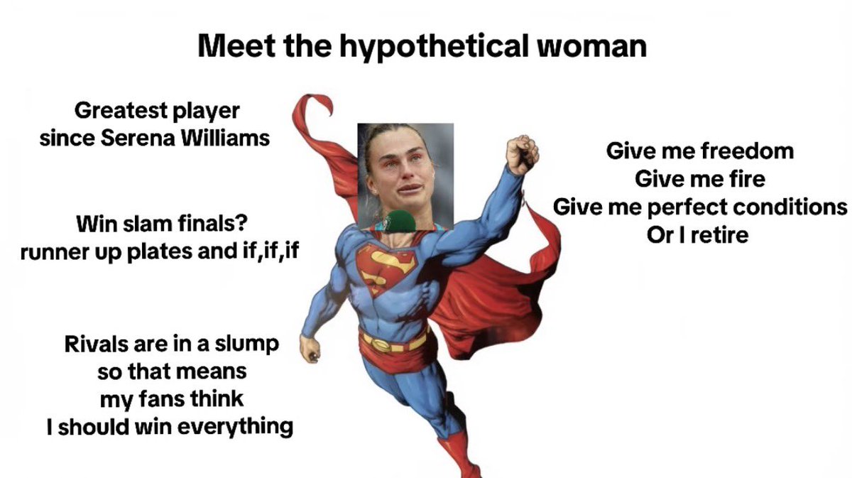 eschatonplayer's tweet photo. Every slam we have Sabalenka stans saying the same thing https://t.co/vWTxEScXMg