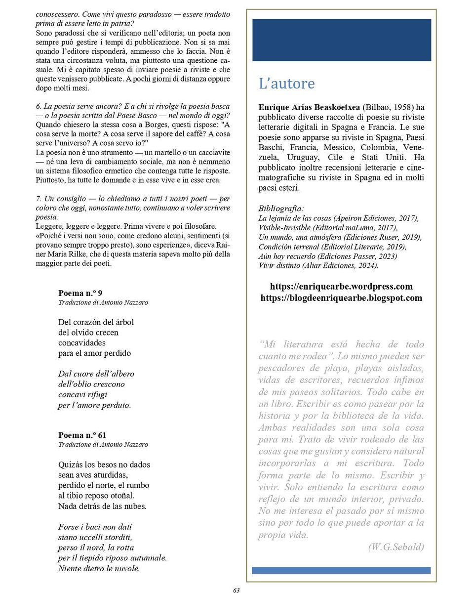 enriquearbe's tweet photo. Os invitamos a leer la entrevista realizada por @MarcoRCapelli  en @BabeleRivista,  Módena, Italia.

Un vivere diferente di @enriquearbe 
Traduzione: Antonio Nazzaro.
Agente literaria: Viviana Rosenzwit
@Ed_Arcoiris, Salerno, Italia, 2025.
Il volume è in italiano e spagnolo. https://t.co/SQMMVzT3Ic
