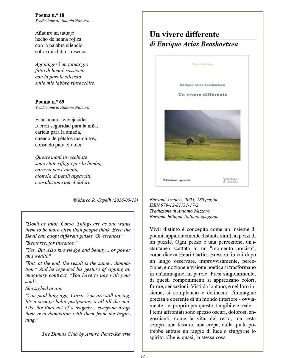 enriquearbe's tweet photo. Os invitamos a leer la entrevista realizada por @MarcoRCapelli  en @BabeleRivista,  Módena, Italia.

Un vivere diferente di @enriquearbe 
Traduzione: Antonio Nazzaro.
Agente literaria: Viviana Rosenzwit
@Ed_Arcoiris, Salerno, Italia, 2025.
Il volume è in italiano e spagnolo. https://t.co/SQMMVzT3Ic