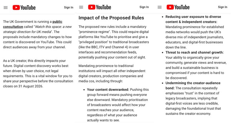 Baoliaogeming64's tweet photo. 🚨突发：英国政府将接管 YouTube 推荐算法！
这完全是极权主义行径！
基尔·斯塔魔领导的英国看守政府，即将通过法律控制 YouTube 的算法，规定其必须向英国公民推送“官方批准的内容”。
而批评政府的独立发声者将被排到队列最后，让人们更难找到他们的视频。
YouTube 已承认这一情况正在发生！
这向共匪极权的方向又靠近了一步‼️