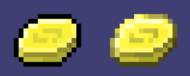 sakuria1209's tweet photo. ドット絵　その4 
Coin

自分のゲームで使用するとしたら左を選びますってやつ
#pixelartㅤㅤㅤㅤ https://t.co/FDPfKntvv2