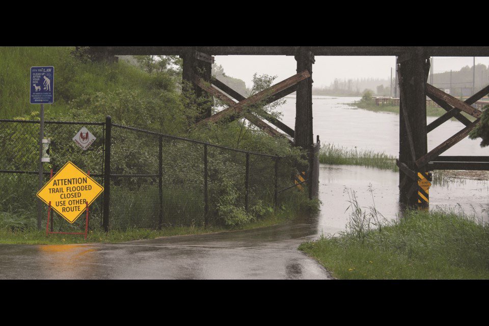 SamanthasLaw's tweet photo. #StAlbert Rain, rain, go away. The Sturgeon River flooded its banks and trails June 28, 2026.
https://t.co/SbJdml8N0L via @stalbertgazette https://t.co/rfvJCxlg3X