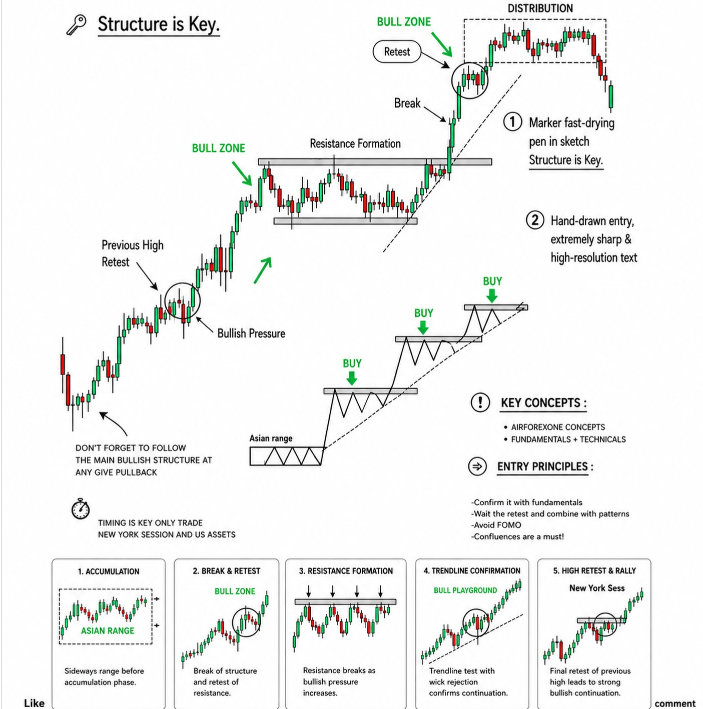 STRUCTURE IS THE SECRET TO BULLISH POWER Higher highs + higher lows ...