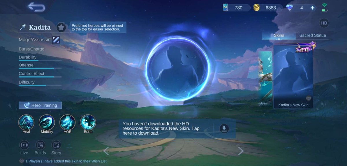 blackeliano's tweet photo. TEORIA: Todo mundo já deve estar sabendo que a Kadita vai FINALMENTE receber uma nova skin, supostamente ÉPICA. E eu estava aqui pensando... e se essa skin for a outra do evento Create que ficou em segundo lugar? Já que a Moonton mudou esse evento trazendo duas skins. https://t.co/brjteQ6qd5