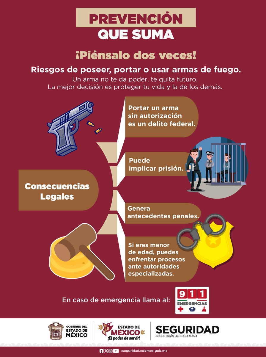 SS_Edomex's tweet photo. ⚠️ ⚖️ Usar un arma puede afectar tu vida y la de los demás. La mejor decisión es prevenir. ✨ https://t.co/Qcaz1a7pfo