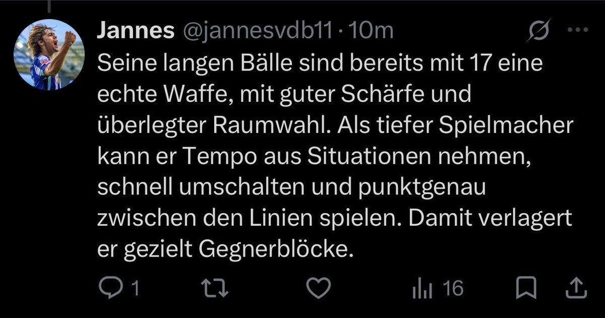 ScoutingByJaden's tweet photo. Scouting-Twitter ist tot.

Bis auf wenige Ausnahmen sind’s nur noch Ben-Griffis-Balkendiagramme oder es werden dreist ganze Threads geklaut, wo immer ~3-4 Stunden Arbeit reinfließen.

Find‘ ich sehr traurig. https://t.co/YjUycUJBQM