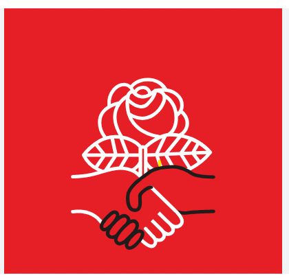 groove_sdc's tweet photo. This is the official DSA symbol. 

So ... #VoteBlueNoMatterWho doesn't apply to them. 

They've NEVER considered themselves blue. 

Ever. https://t.co/mJO9EzPje7