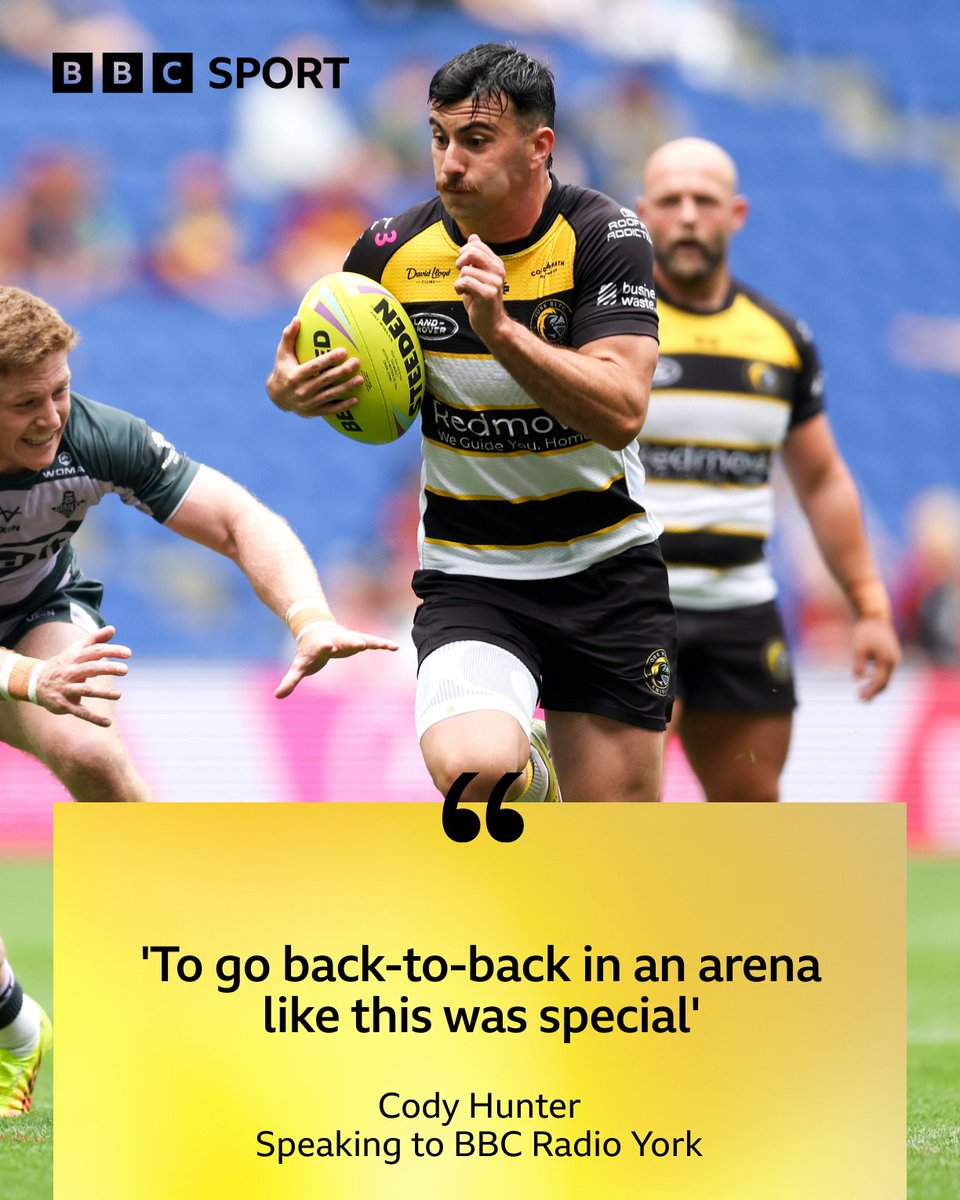 BBCYorkSport's tweet photo. 🗣️ 'To go back-to-back in an arena like this was special'

🏉 York Knights half-back Cody Hunter speaks to @BBCYork after scoring two tries in their 36-24 win over Huddersfield.

📸 Jess Hornby/Getty Images

Listen ➡️https://t.co/8GqJs1RAtu https://t.co/epS3ls5G7c