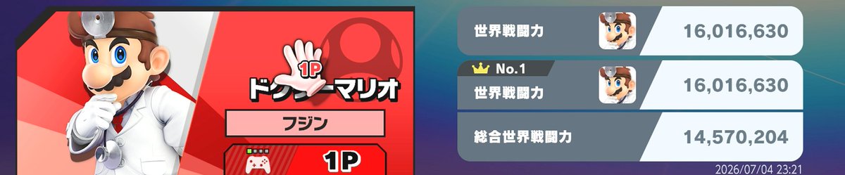 Huzin03's tweet photo. ドクマリを使い始めて早何年、ようやくここまでこれたんやなって(1600万)

何回もVIPの境界で反復横跳びしてきた甲斐があったってもんだ
どうせまた落ちるけどね（未来視）

#スマブラSP https://t.co/3OYRwa3zTZ