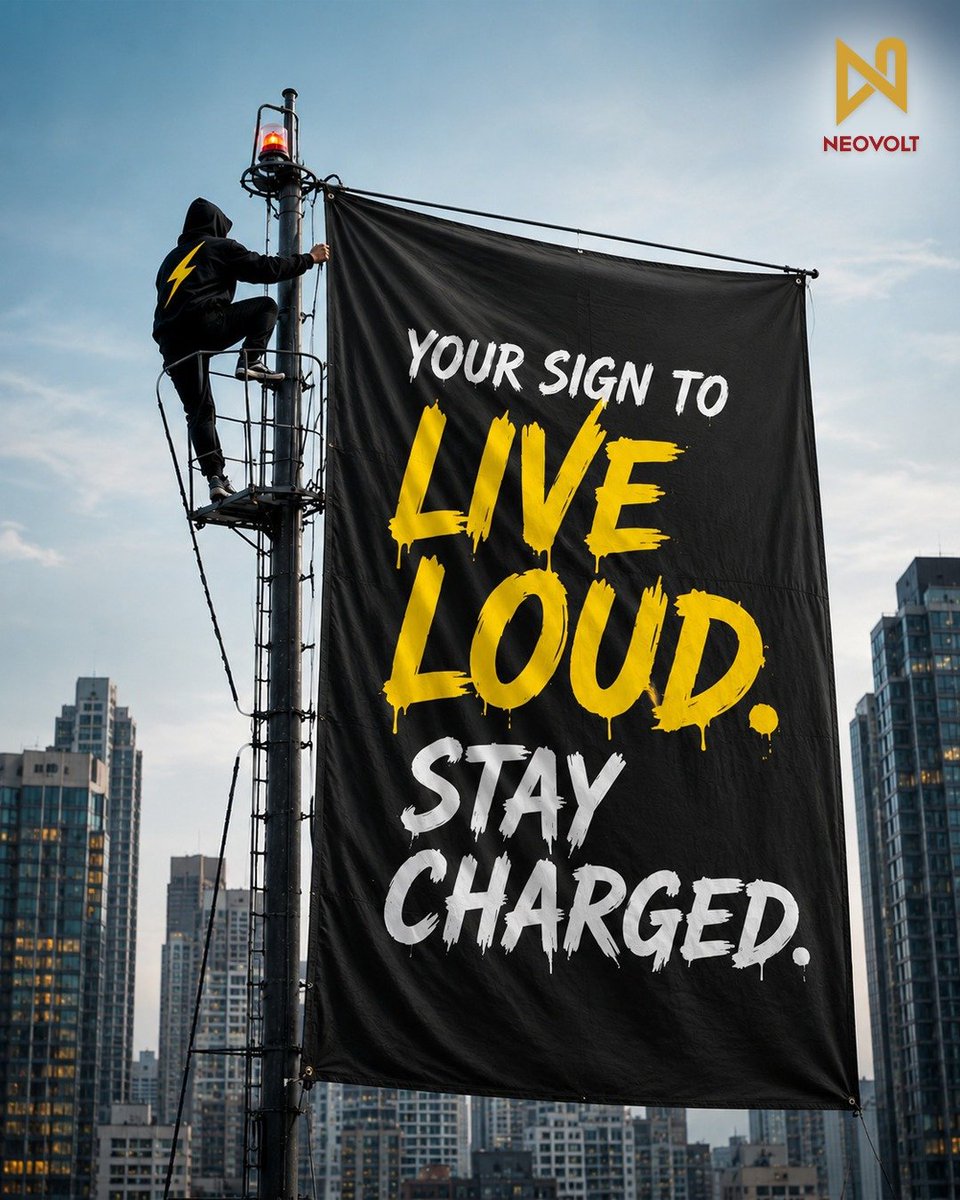 NeovoltIndia's tweet photo. Not every sign tells you where to go.
Some remind you how to live.

Live Loud. Stay Charged.

The energy has arrived. The journey has just begun.

#Neovolt #LiveLoudStayCharged #PowerYourVibe #ComingInHot #StayCharged #TechLifestyle #NewBrand #AudioLife #PowerOn #NextGenTech https://t.co/Qq8A9cuea6
