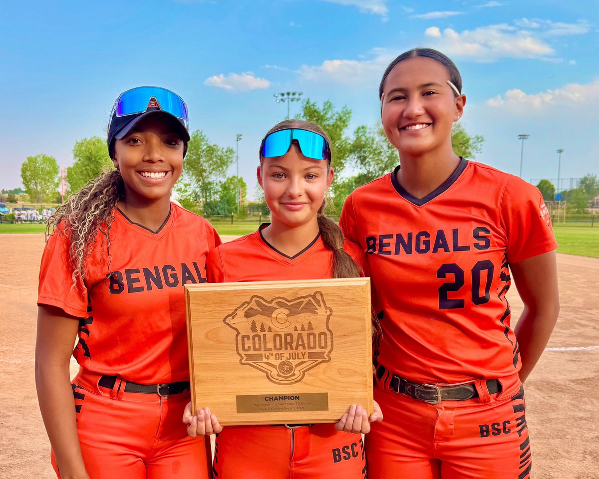 kynaleacacal20's tweet photo. 1st Place #Champions
🥎 TCS Sparkler/Fireworks
🏆 16U National Power Pool TV Bracket
📍 Aurora Sports Park | Aurora, Colorado

So proud of my team! We took 1st seed in our pool and advanced to the invite-only 16U National Power Pool TV Bracket yesterday. Competed amongst other top seeded teams and came out on top!! We finished the championship game with a 10-0 shut out against a solid team. Wouldn’t be here without my squad, BSC Bengals Briggs 16U-R #GeauxBengals

@triplecrownspts @TCSFastpitch @espn @ESPNPlus 
@BSCBengals @briggze6 @coachbriggze 
#bscbengals #briggssoftballclub #briggssoftballtraining
